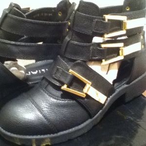 Black cutout booties