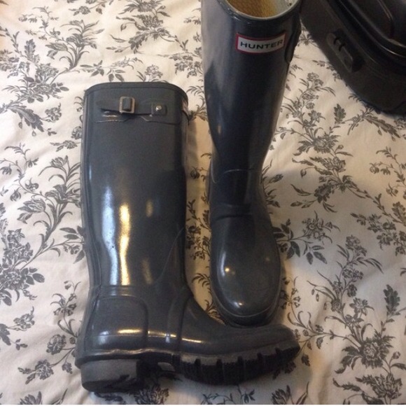 Hunter original gloss gray boots