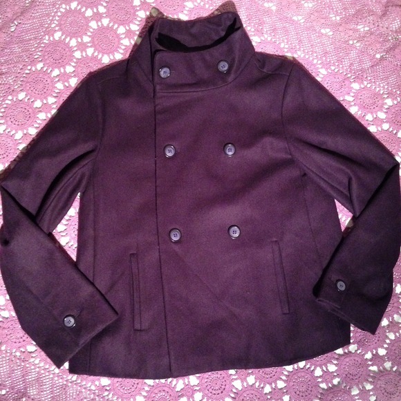 Purple woolen high neck coat Sarah Jessica Parker