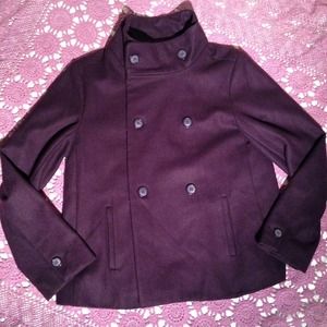 Purple woolen high neck coat Sarah Jessica Parker