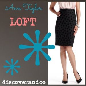 Ann Taylor Polka Dot Jacquard Pencil Skirt, 0 P