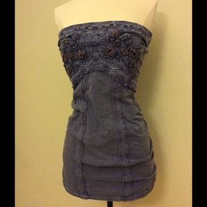 Light blue with embroidery tube top dress