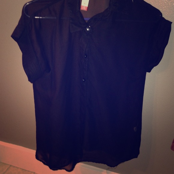 Sheer black shirt.