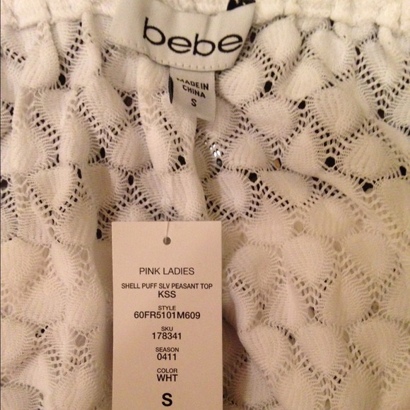 Bebe "Pink Ladies" white crop top - Picture 4 of 4