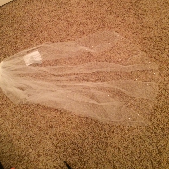 Medium Length Ivory Veil with Crystals & pearls