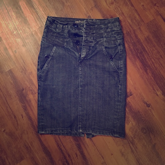 Denim high waisted pencil skirt