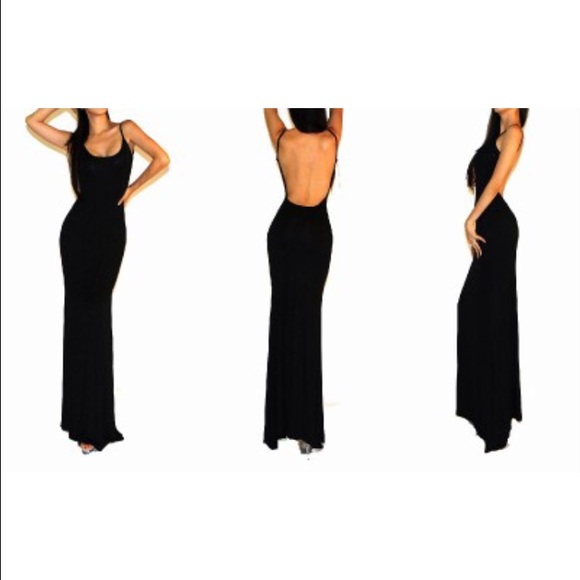 black backless maxi dress
