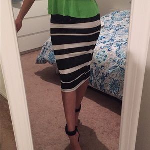 Striped midi skirt