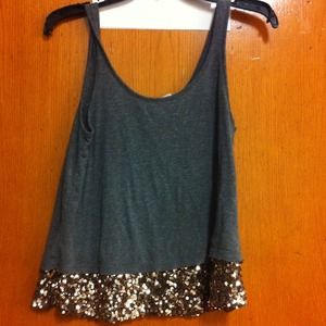 Gray tank top with old sequin at the bottom