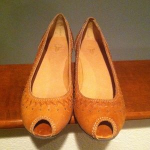 Frye shoe company leather studded open toe