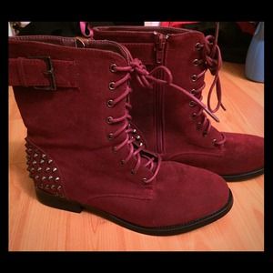 Red combat boots