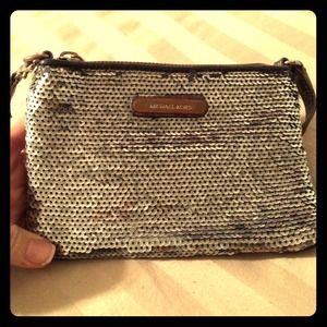 SOLD!!Michael Kors Silver Sequin Wristlet Pouch