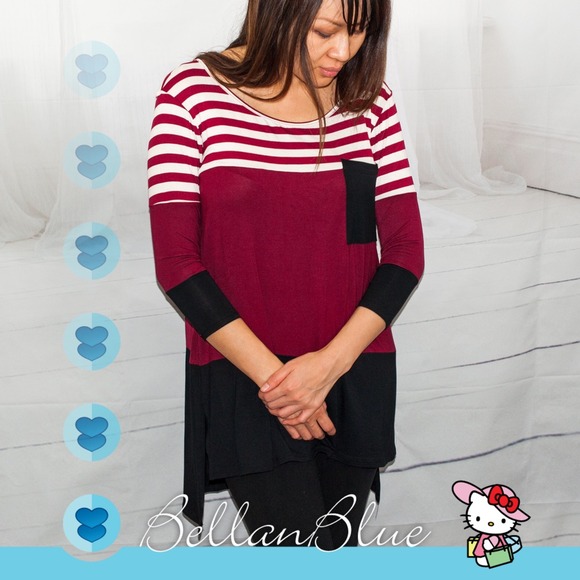 💠💠The SANDILYN striped top - BURGUNDY - Picture 2 of 4