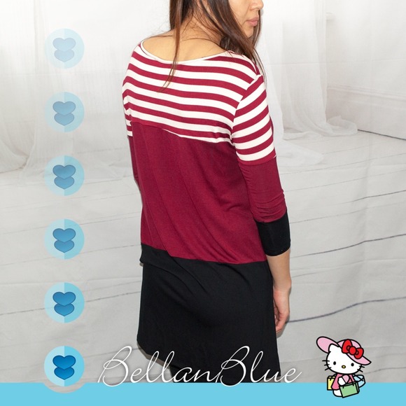 💠💠The SANDILYN striped top - BURGUNDY - Picture 3 of 4