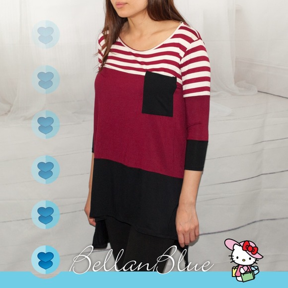 💠💠The SANDILYN striped top - BURGUNDY - Picture 4 of 4