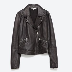 Zara leather biker jacket size S 100% leather