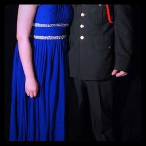 Blue prom dress.