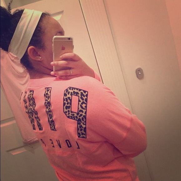 Pink Victoria's Secret oversized sweater.
