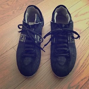 Black and gray Fendi sneakers