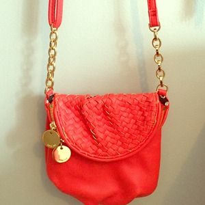 Neon coral/orange side bag