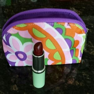 Clinique lipstick Angel Red and small cosmetic bag