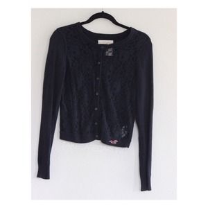 Hollister Navy Blue Lace Front Cardigan