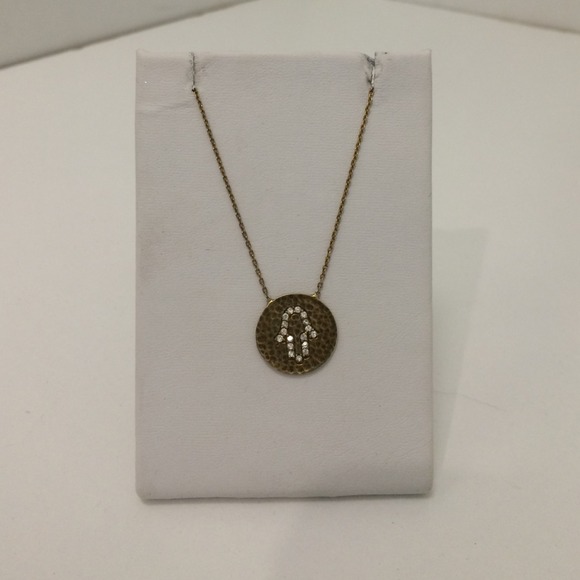 Gold Plated and Diamond Hamsa Hand Necklace