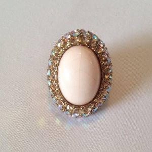 Multi-colored Bling Ring with Pastel Pink Stone
