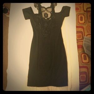 Crochet neck, off the shoulder LBD