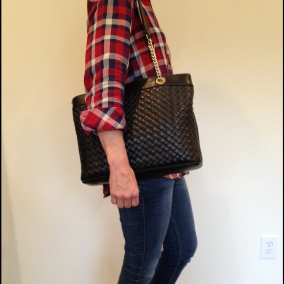Black Jennifer Moore basketweave purse
