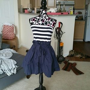 Super cute navy dress with striped top.