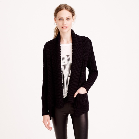 J Crew rib stitch open cardigan sweater NWT