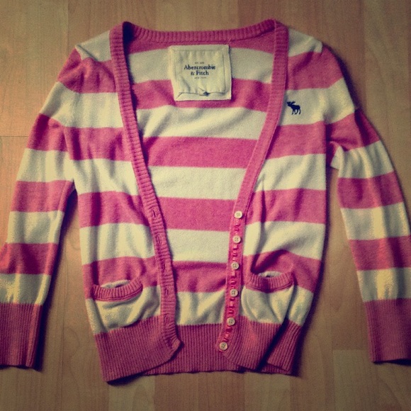 Pink & white striped Abercrombie & Fitch cardigan