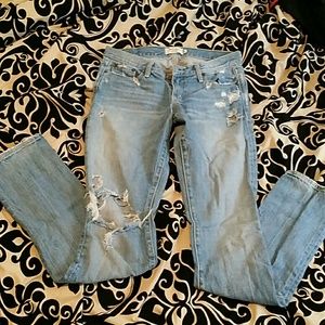 Distressed abercombie skinny jeans