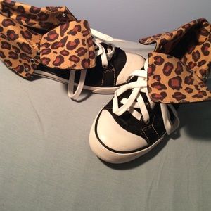 Coach black and leopard print sneakers