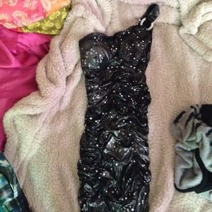 Black sequin dress with one strap
