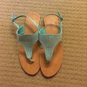 Aqua rhinestone sandals