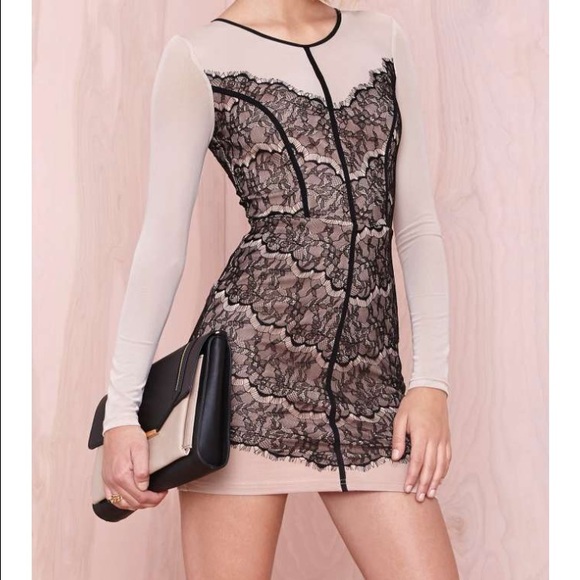 Black and Sheer Nude Lace Dress