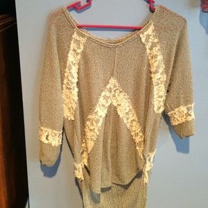 Free people hi lo shirt BABY BLUE WITH LACE