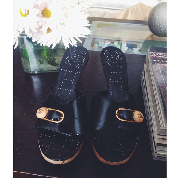 Chanel Wooden Sandal Heels
