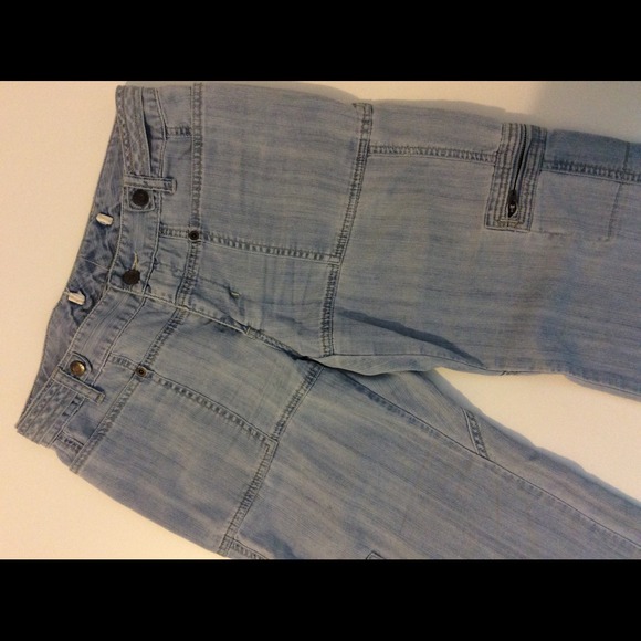 Express Light Wash Denim Cargo Pant 4