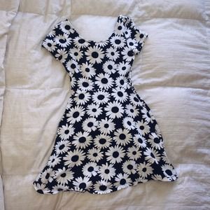 B&W Floral Skater Dress