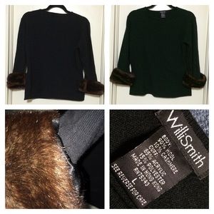 Willi Smith Wool/Cashmere sweater with fur cuffs