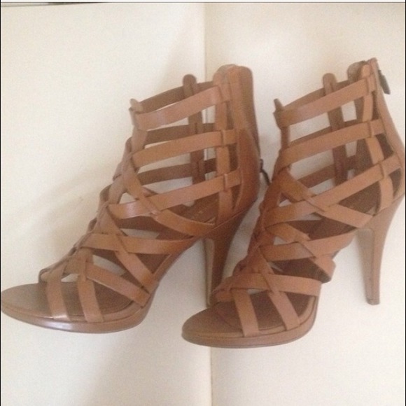 Express Strappy tan heels size 8.5