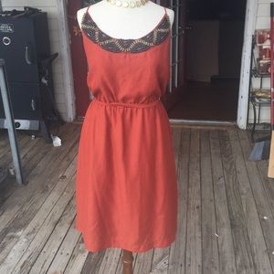 Rusty burnt orange tribal bead dress