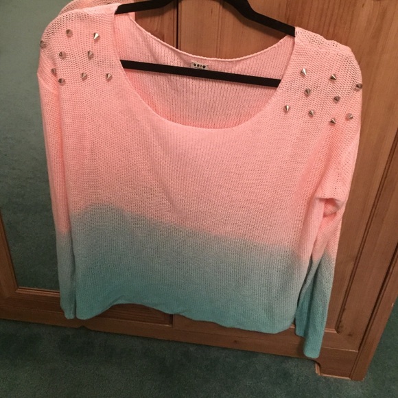 Uniq pink and mint studded sweater