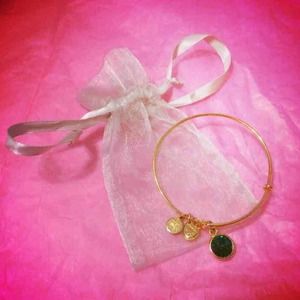 Alex and Ani Swarovski Emerald/ Gold Bracelet