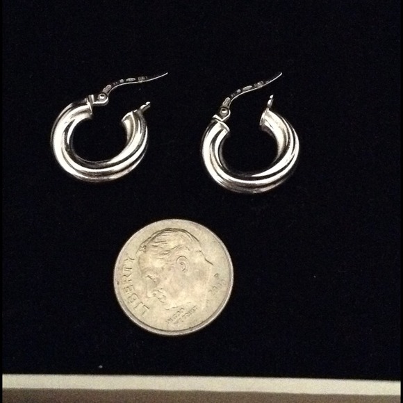 14 karat white gold small twisted hoops