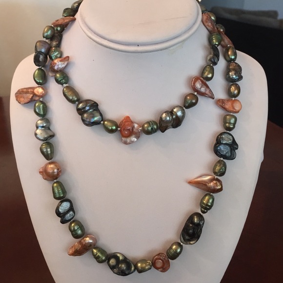 Natural pearl long necklace