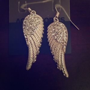 Rhinestoned Wing Earrings